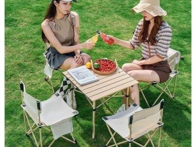 Pack de Table et 4 chaises de Camping pliantes,Portable pour voyage