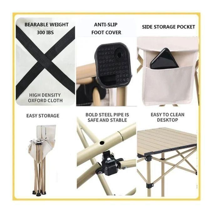 Pack de Table et 4 chaises de Camping pliantes,Portable pour voyage